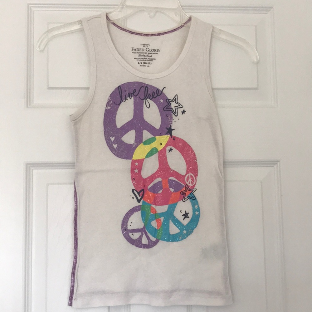☮️FADED GLORY Live Free Peace Sign Tank Top ☮️